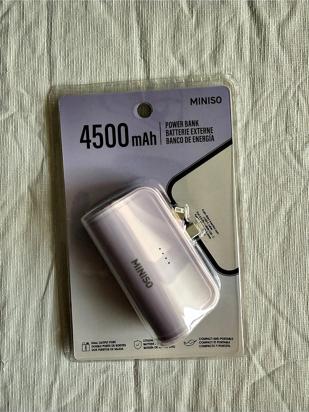 MINISO 4500 mAh Power Bank Lavender NWT